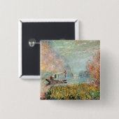 Claude Monet | Boat Studio op de zegen Vierkante Button 5,1 Cm (Voorkant /achterkant)