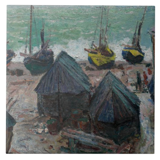 Claude Monet - Boats on the Beach at Etretat Tegeltje (Voorkant)