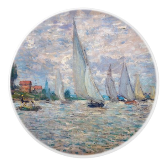 Claude Monet - Boats Regatta in Argenteuil Keramische Knop (Voorkant)