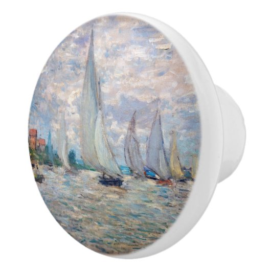 Claude Monet - Boats Regatta in Argenteuil Keramische Knop (Rechts)