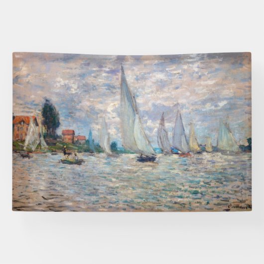 Claude Monet - Boats Regatta in Argenteuil Spandoek (Horizontaal)