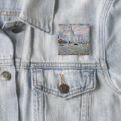 Claude Monet - Boats Regatta in Argenteuil Vierkante Button 5,1 Cm (In situ)