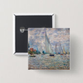 Claude Monet - Boats Regatta in Argenteuil Vierkante Button 5,1 Cm (Voorkant /achterkant)