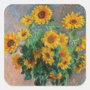 Claude Monet - Boeket zonnebloemen Vierkante Sticker