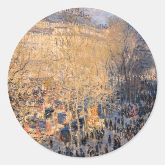 Claude Monet - Boulevard des Capucines in Parijs Ronde Sticker (Voorkant)