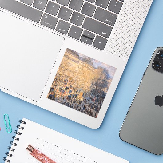 Claude Monet - Boulevard des Capucines in Parijs Sticker (Laptop met iPhone)