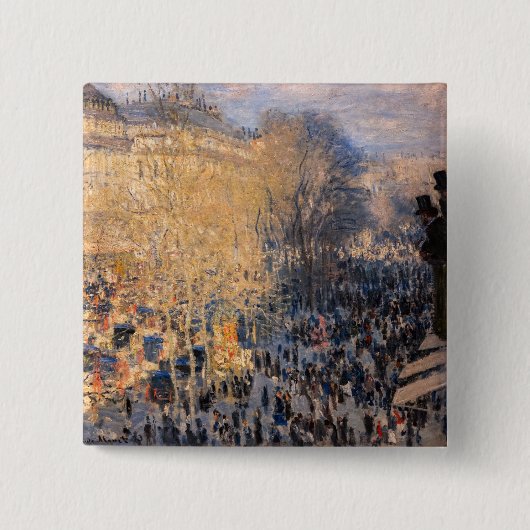 Claude Monet - Boulevard des Capucines in Parijs Vierkante Button 5,1 Cm (Voorkant)