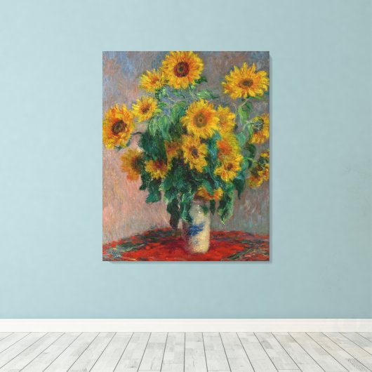 Claude Monet Bouquet over zonnebloemen Canvas Afdruk (Insitu (Houten vloer))