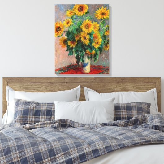 Claude Monet - Bouquet van zonnebloemen Canvas Afdruk (Insitu (Slaapkamer))