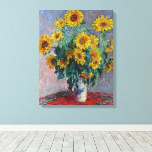 Claude Monet Bouquet van Zonnebloemen Canvas Afdruk (Insitu (Houten vloer))