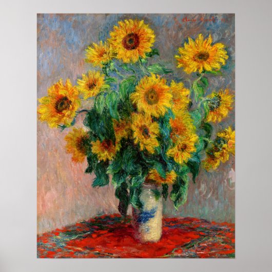 Claude Monet - Bouquet van zonnebloemen Poster (Voorkant)