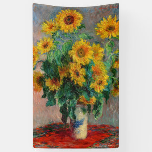 Claude Monet - Bouquet van zonnebloemen Spandoek