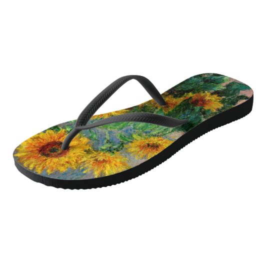 Claude Monet - Bouquet van zonnebloemen Teenslippers (Schuin)