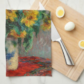 Claude Monet - Bouquet van zonnebloemen Theedoek (Quarter Fold)