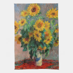Claude Monet - Bouquet van zonnebloemen Theedoek