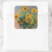 Claude Monet - Bouquet van zonnebloemen Vierkante Sticker (Tas)