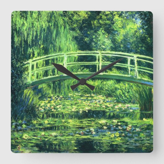 Claude Monet Brug over een waterkant Vierkante Klok (Voorkant)