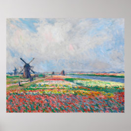 Claude Monet, Bulbfield en Windmill bij Leyden Poster