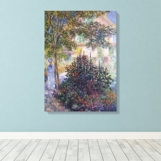 Claude Monet Camille in de tuin van Argenteuil Canvas Afdruk (Insitu (Houten vloer))