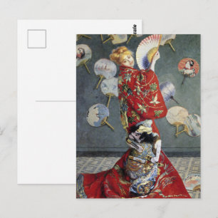 Claude Monet Camille in het rood in Japanse kimono Briefkaart