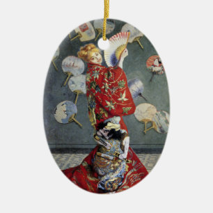 Claude Monet Camille in Rode Japanse Kimono Kunst Keramisch Ornament