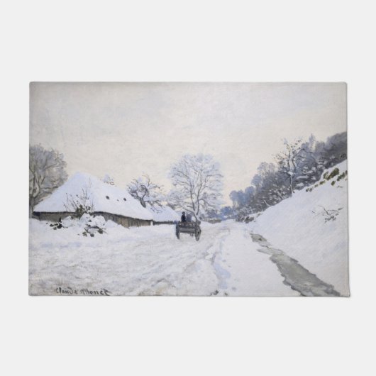 Claude Monet - Cart on the Snowy Road at Honfleur Deurmat (Voorkant)