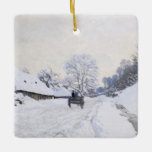 Claude Monet - Cart on the Snowy Road at Honfleur Keramisch Ornament<br><div class="desc">A Cart on the Snowy Road at Honfleur / La Charrette,  route sous la neige a Honfleur - Claude Monet,  Oil on Canvas,  1867</div>