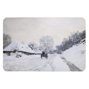 Claude Monet - Cart on the Snowy Road at Honfleur Magneet