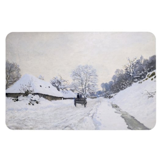 Claude Monet - Cart on the Snowy Road at Honfleur Magneet (Horizontaal)