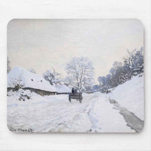Claude Monet - Cart on the Snowy Road at Honfleur Muismat (Voorkant)