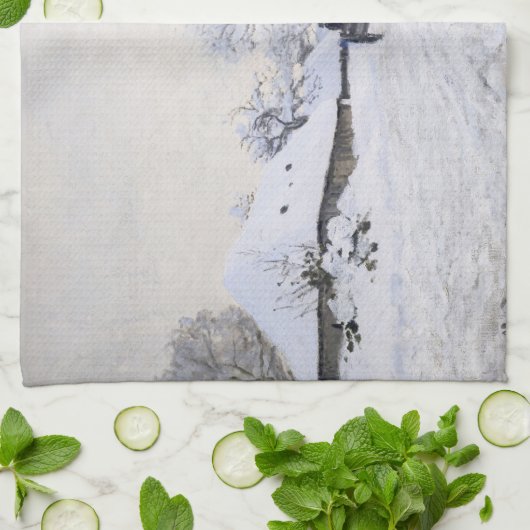 Claude Monet - Cart on the Snowy Road at Honfleur Theedoek (Gevouwen)