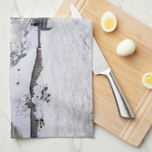 Claude Monet - Cart on the Snowy Road at Honfleur Theedoek (Quarter Fold)