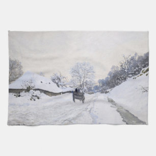 Claude Monet - Cart on the Snowy Road at Honfleur Theedoek