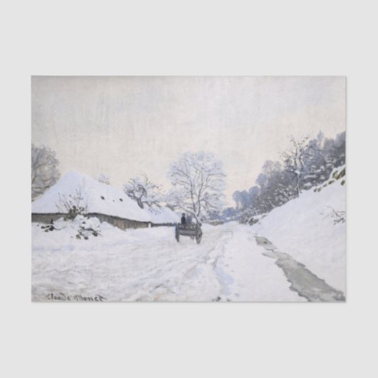 Claude Monet - Cart on the Snowy Road at Honfleur Tissuepapier (Voorkant)