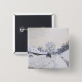 Claude Monet - Cart on the Snowy Road at Honfleur Vierkante Button 5,1 Cm (Voorkant /achterkant)