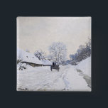 Claude Monet - Cart on the Snowy Road at Honfleur Vierkante Button 5,1 Cm<br><div class="desc">A Cart on the Snowy Road at Honfleur / La Charrette,  route sous la neige a Honfleur - Claude Monet,  Oil on Canvas,  1867</div>