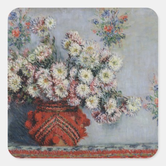 Claude Monet | Chrysanthema 1878 Vierkante Sticker (Voorkant)