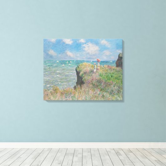 Claude Monet Cliff Walk in Pourville Canvas Afdruk (Insitu (Houten vloer))