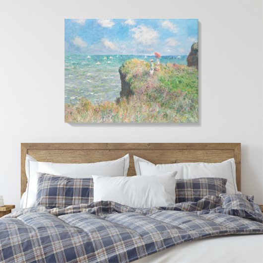 Claude Monet Cliff Walk in Pourville Canvas Afdruk (Insitu (Slaapkamer))