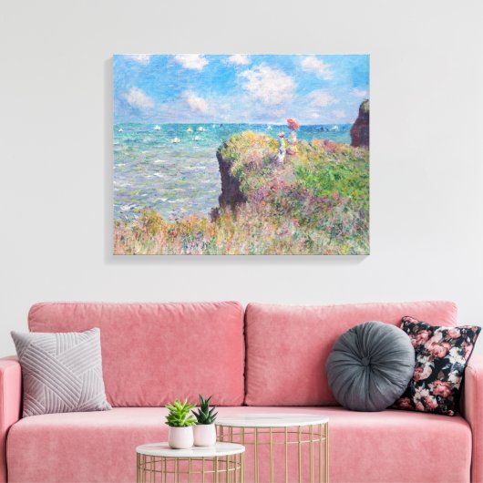 Claude Monet - Cliff Walk in Pourville Canvas Afdruk (Insitu (Woonkamer))