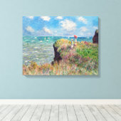 Claude Monet Cliff Walk in Pourville Canvas Afdruk (Insitu (Houten vloer))