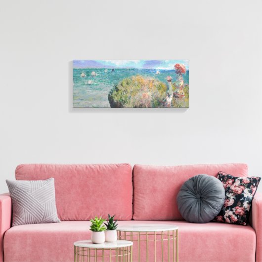 Claude Monet: Cliff Walk in Pourville Canvas Afdruk (Insitu (Woonkamer))
