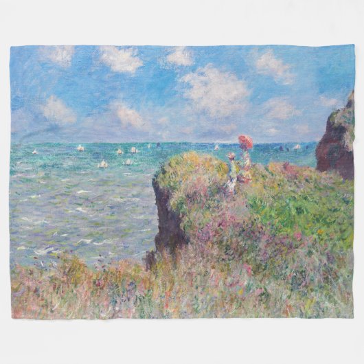 Claude Monet - Cliff Walk in Pourville Fleece Deken (Voorkant (Horizontaal))