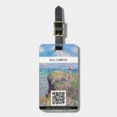 Claude Monet - Cliff Walk in Pourville - QR Code Bagagelabel (Voorkant verticaal)