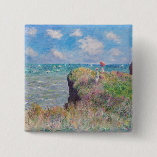 Claude Monet - Cliff Walk in Pourville Vierkante Button 5,1 Cm
