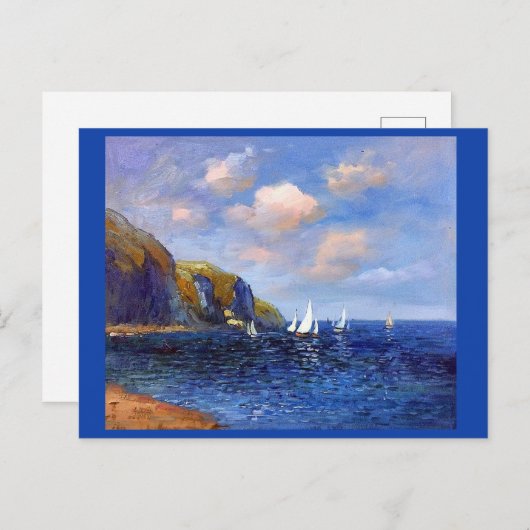 Claude Monet, Cliffs and Sailships te Pourville Briefkaart (Voorkant / Achterkant)