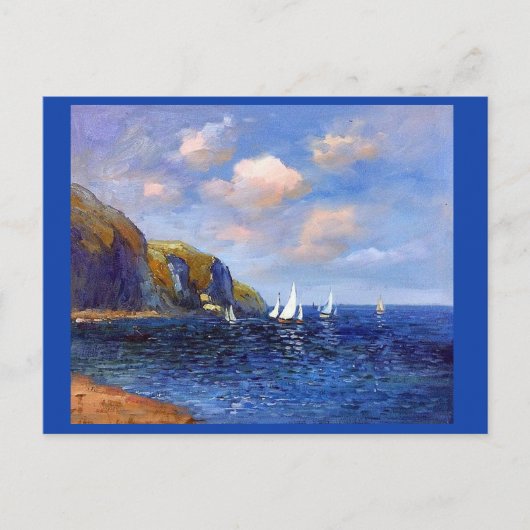 Claude Monet, Cliffs and Sailships te Pourville Briefkaart (Voorkant)