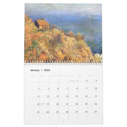 Claude Monet Custom Year Agenda Kalender (Jan 2026)