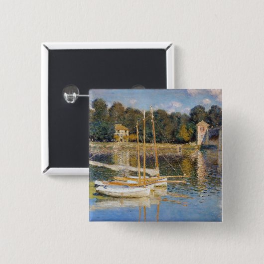 Claude Monet - De Argentijnse Brug Vierkante Button 5,1 Cm (Voorkant /achterkant)