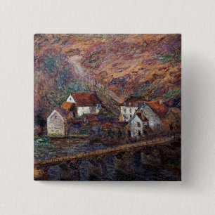 Claude Monet - De brug in Vervy Vierkante Button 5,1 Cm